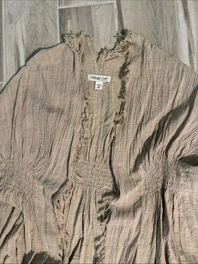 Coldwater Creek Frayed Open Lightweight Cardigan - Taupe